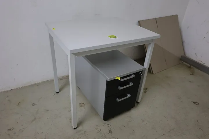 1 x Rollcontainer, 1 x Tisch Tischmaß: 90 x 75 x 90 cm